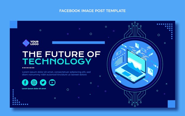 Publicación de facebook de tecnología mínima de diseño plano