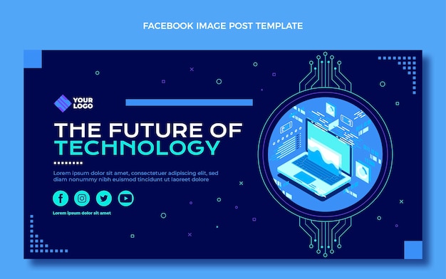 Publicación de facebook de tecnología mínima de diseño plano