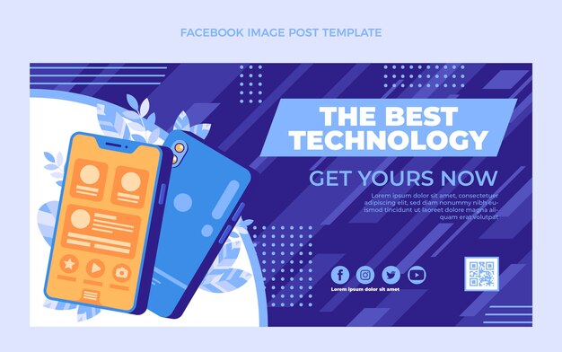 Publicación de facebook de tecnología minimalista plana