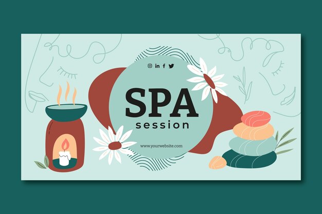 Publicación de facebook de terapia de spa dibujada a mano