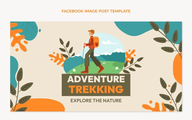 Publicación de facebook de trekking dibujada a mano