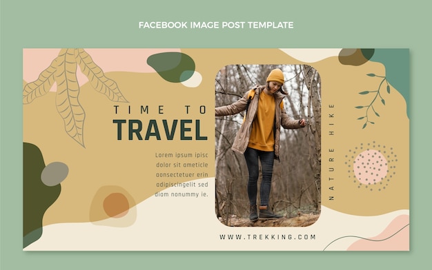 Vector gratuito publicación de facebook de trekking de diseño plano dibujado a mano