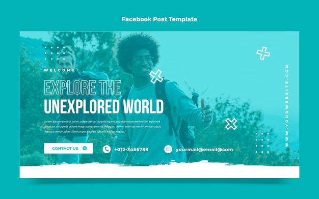 Vector gratuito publicación de facebook de trekking de diseño plano