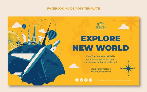 Publicación de facebook de viajes dibujada a mano