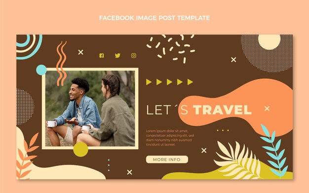 Publicación de facebook de viajes dibujada a mano