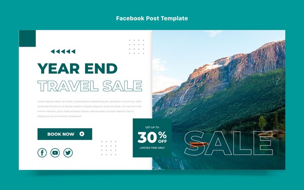 Publicación de facebook de viajes de diseño plano