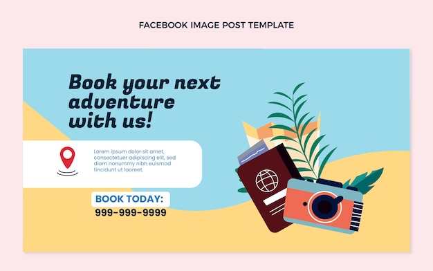 Vector gratuito publicación de facebook de viajes de diseño plano