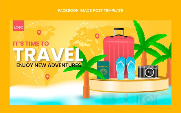 Vector gratuito publicación de facebook de viajes realista