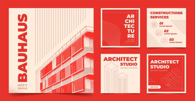 Publicación de instagram de arquitecto de diseño plano
