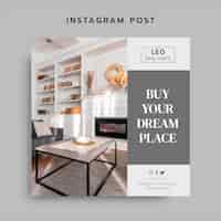Vector gratuito publicación de instagram de bienes raíces gris profesional
