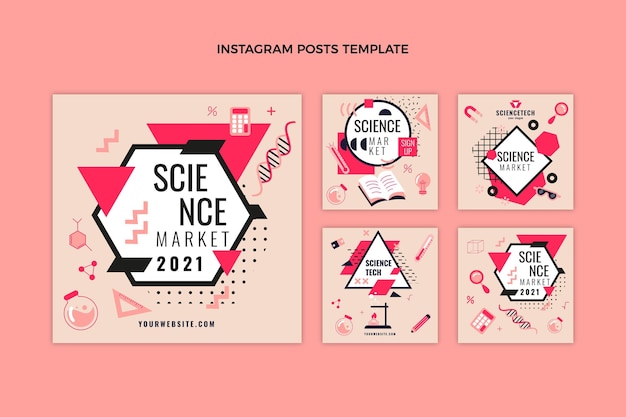Vector gratuito publicación de instagram de ciencia de diseño plano