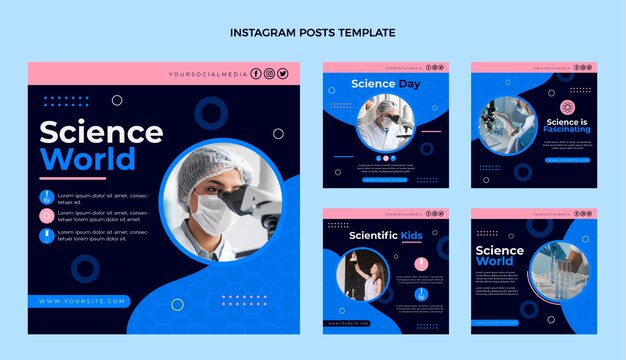 Publicación de instagram de ciencia de diseño plano