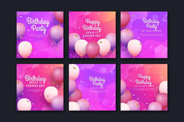 Publicación de instagram de cumpleaños púrpura duotono moderno
