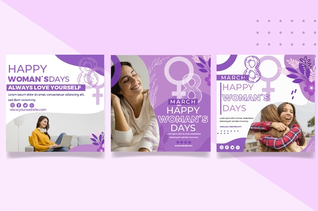 Vector gratuito publicación de instagram del día internacional de la mujer