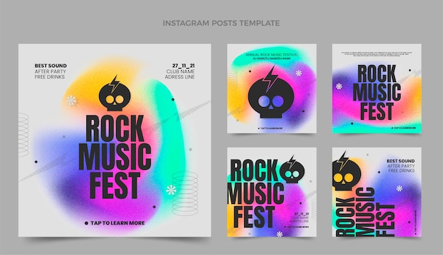 Publicación de instagram del festival de música de textura degradada