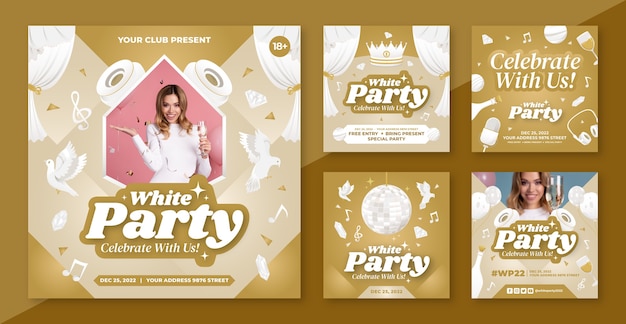 Publicación de instagram de fiesta blanca degradada