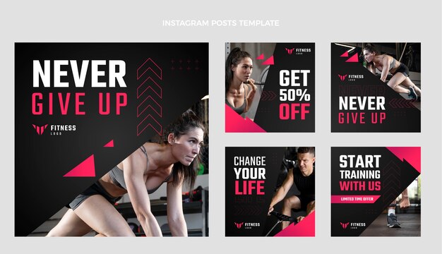 Publicación de instagram de fitness de diseño plano