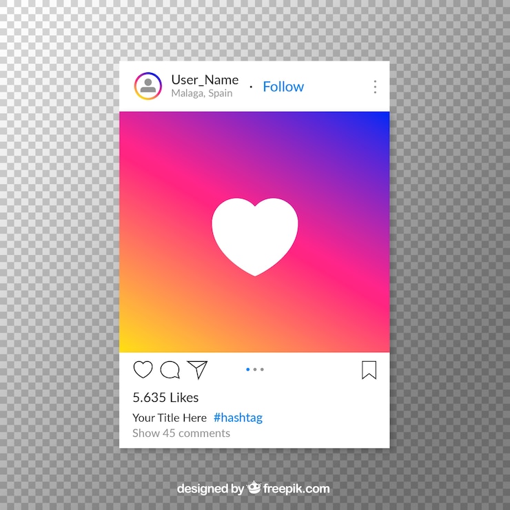 Vector gratuito publicación de instagram con fondo transparente