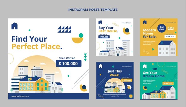 Publicación de instagram inmobiliaria geométrica abstracta plana