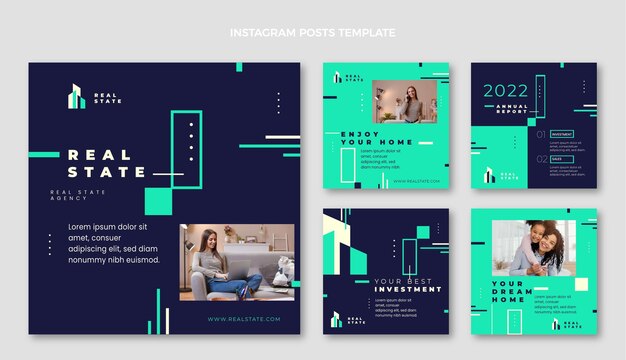 Publicación de instagram inmobiliaria geométrica abstracta plana