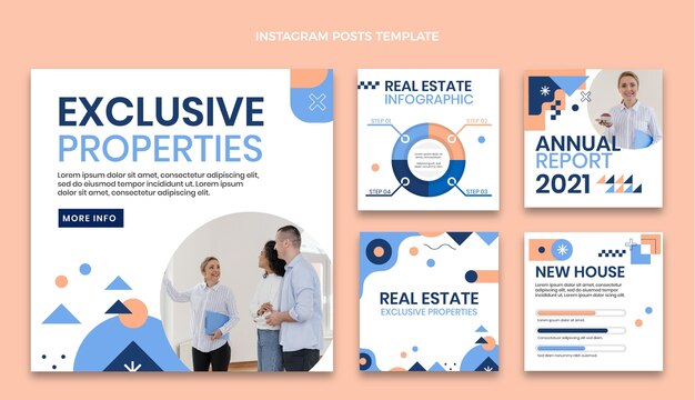 Publicación de instagram inmobiliaria geométrica abstracta