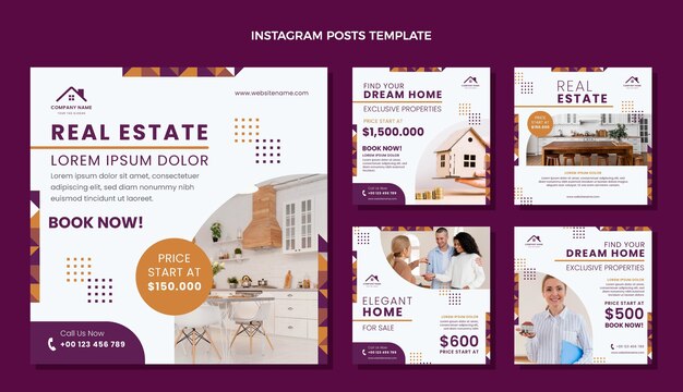 Publicación de instagram de inmobiliaria geométrica de diseño plano