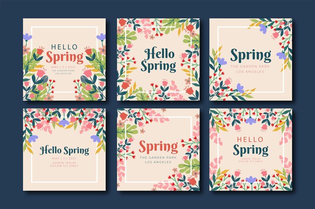Publicación de instagram de marco hermoso colorido floral