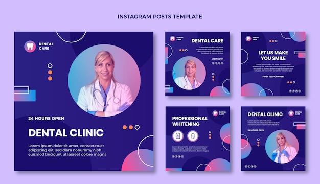 Vector gratuito publicación de instagram médica gradiente