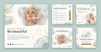 Vector gratuito publicación de instagram de medicina estética en acuarela