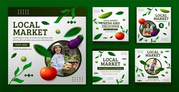 Publicación de instagram del mercado local degradado