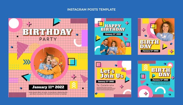 Publicación de instagram nostálgica de cumpleaños plana de los 90