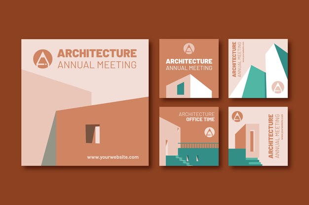 Publicación de instagram de plantilla de arquitecto dibujada a mano