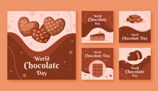 Vector gratuito publicación de instagram de postres de chocolate de diseño plano