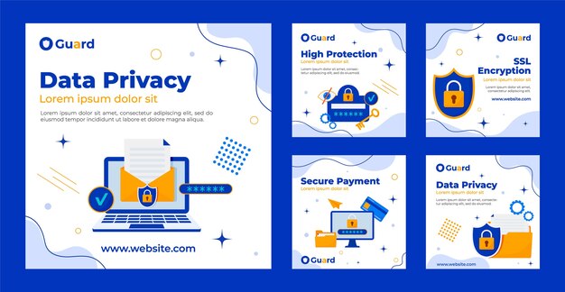 Publicación de instagram de privacidad de datos de diseño plano