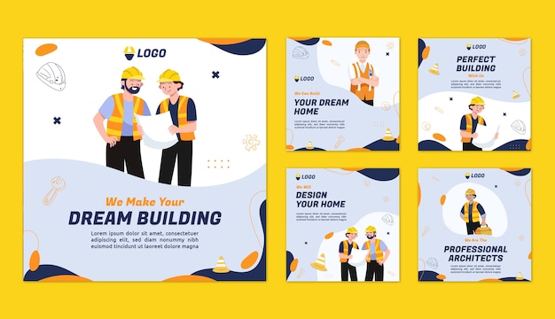 Publicación de instagram de proyecto de arquitectura de diseño plano