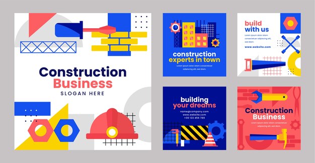 Publicación de instagram de proyecto de construcción de diseño plano