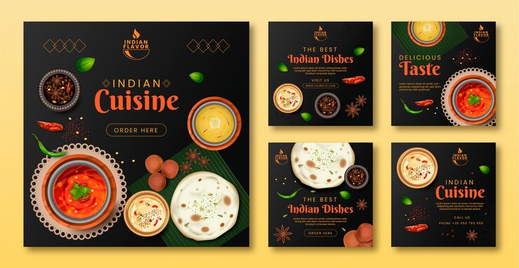 Vector gratuito publicación de instagram de restaurante indio degradado
