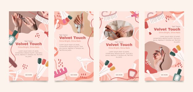 Publicación de instagram de salón de uñas dibujada a mano.