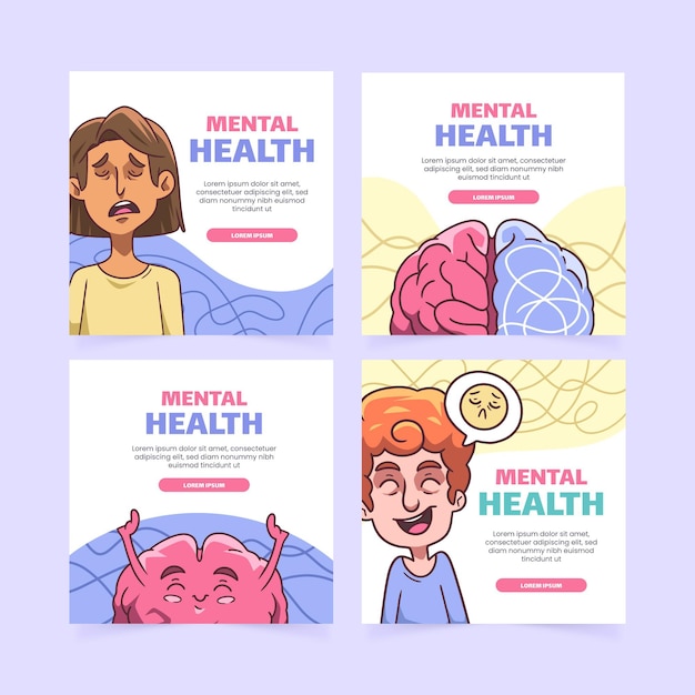 Vector gratuito publicación de instagram de salud mental dibujada a mano