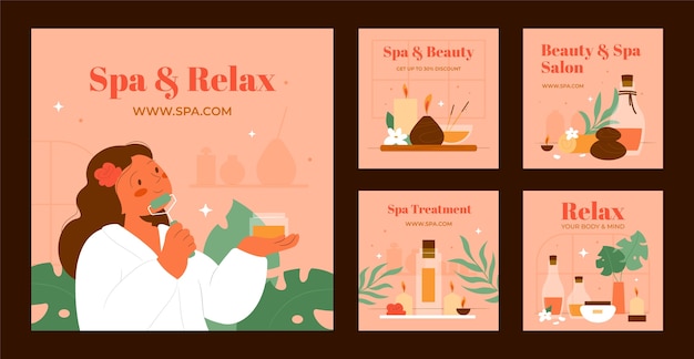 Vector gratuito publicación de instagram spa dibujada a mano