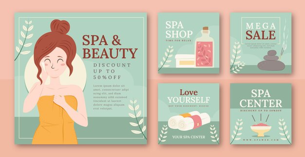 Publicación de instagram spa dibujada a mano