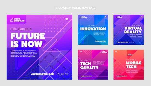Vector gratuito publicación de instagram de tecnología abstracta degradada