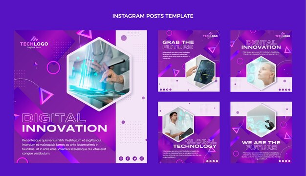 Publicación de instagram de tecnología abstracta degradada