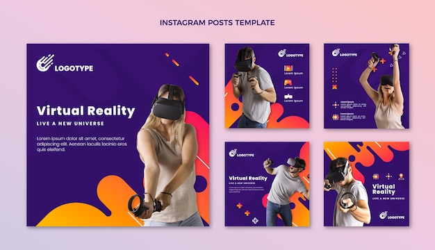 Vector gratuito publicación de instagram de tecnología abstracta degradada