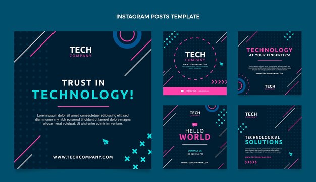 Publicación de instagram de tecnología mínima de diseño plano