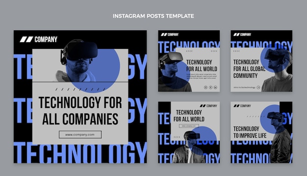 Vector gratuito publicación de instagram de tecnología mínima de diseño plano