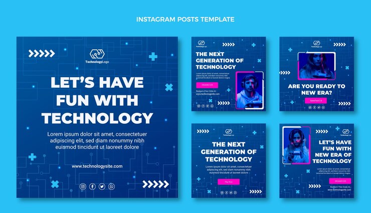 Vector gratuito publicación de instagram de tecnología minimalista plana