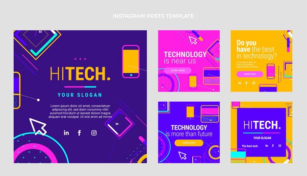 Publicación de instagram de tecnología minimalista plana