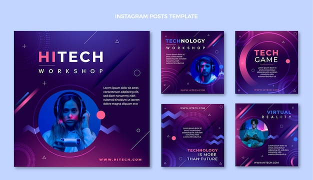 Vector gratuito publicación de instagram de tecnología minimalista plana