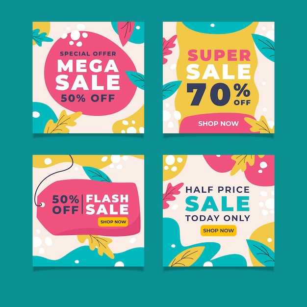 Publicación de instagram de venta de diseño plano